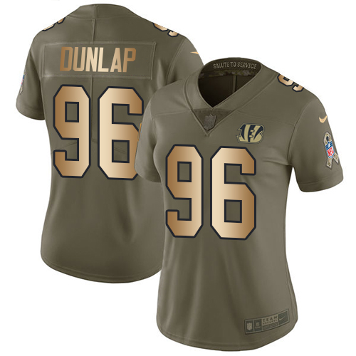 Women's Nike Cincinnati Bengals #96 Carlos Dunlap Limited Olive/Gold ...